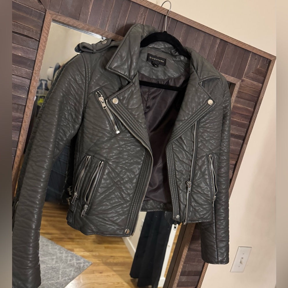 Bagatelle Gray Leather Jacket